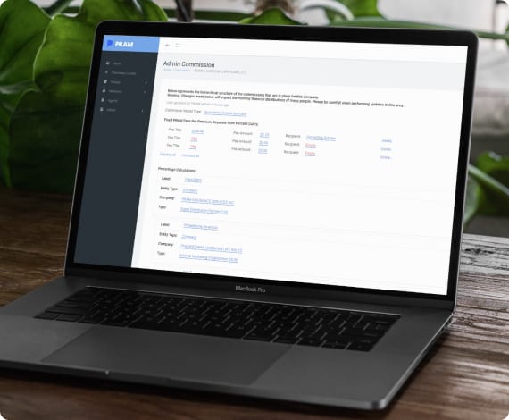 LERETA admin commission module interface