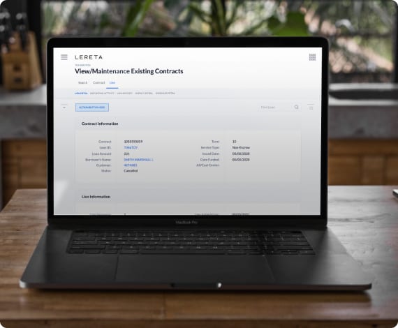 LERETA tax processor contract management screen